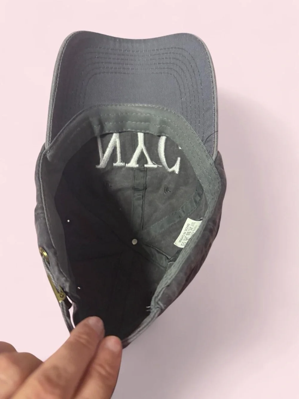 Source Unknown Black Baseball Cap with White NYC Embroidery